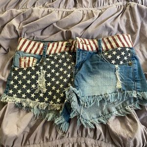 Hotkiss American flag denim short shorts